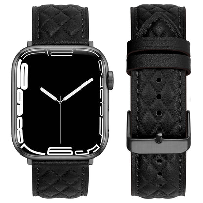 Bracelet de montre en cuir véritable motif losange pour Apple Watch Series 8 & 7 45mm / SE 2 & 6 & SE & 5 & 4 44mm / 3 & 2 & 1 42mm, For Apple Watch Series 8&7 45mm / SE 2&6&SE&5&4 44mm / 3&2&1 42mm