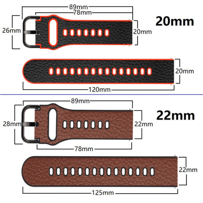 Bracelet de montre universel en cuir texturé litchi TPU, 20mm, 22mm