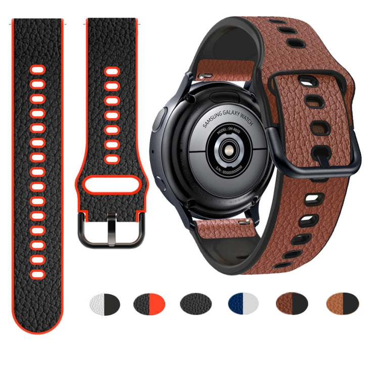 Bracelet de montre universel en cuir texturé litchi TPU, 20mm, 22mm