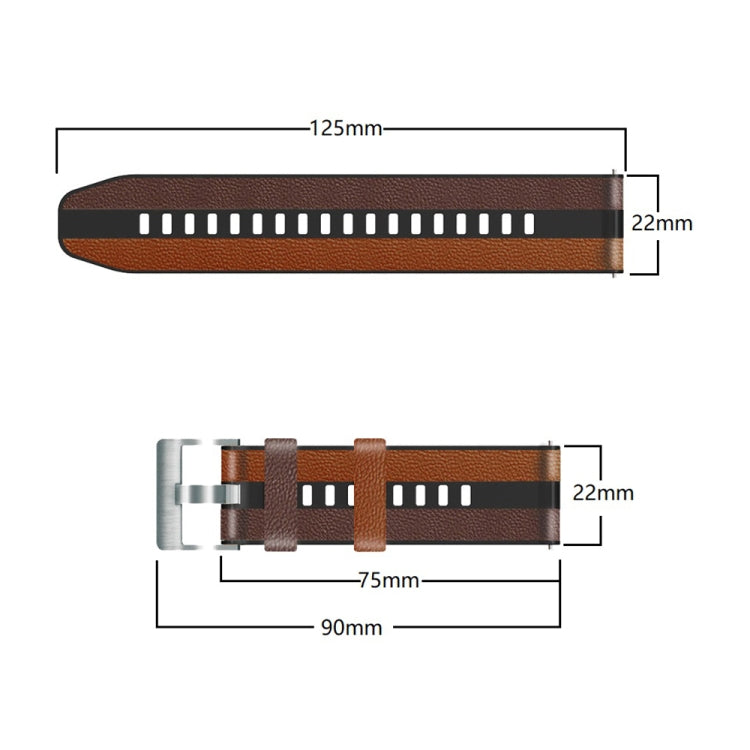 Bracelet de montre universel en cuir de silicone tricolore 22 mm