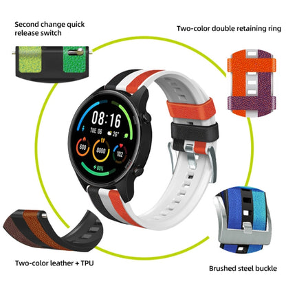 Bracelet de montre universel en cuir de silicone tricolore 22 mm