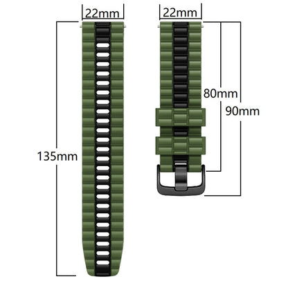 Bracelet de montre bicolore en silicone style océan universel 22 mm