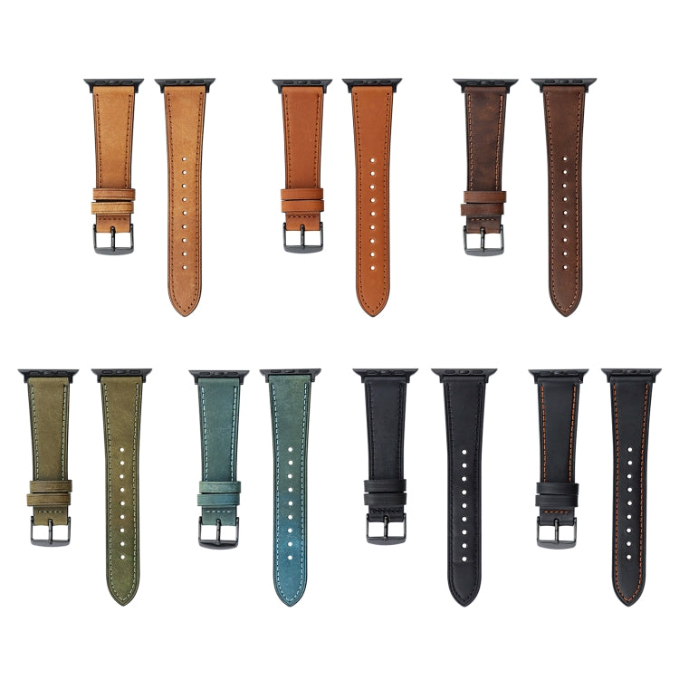 Bracelet de montre Crazy Horse en cuir véritable, For Apple Watch Series 8&7 41mm / SE 2&6&SE&5&4 40mm, For Apple Watch Ultra 49mm / Series 8&7 45mm / SE 2&6&SE&5&4 44mm
