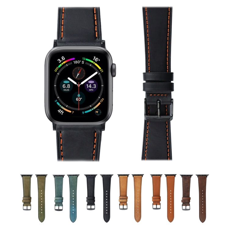 Bracelet de montre Crazy Horse en cuir véritable, For Apple Watch Series 8&7 41mm / SE 2&6&SE&5&4 40mm, For Apple Watch Ultra 49mm / Series 8&7 45mm / SE 2&6&SE&5&4 44mm