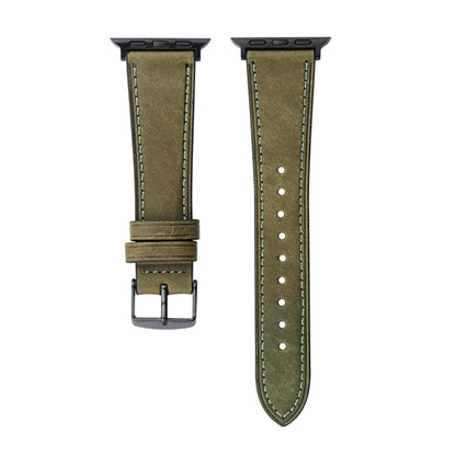 Bracelet de montre Crazy Horse en cuir véritable, For Apple Watch Series 8&7 41mm / SE 2&6&SE&5&4 40mm, For Apple Watch Ultra 49mm / Series 8&7 45mm / SE 2&6&SE&5&4 44mm
