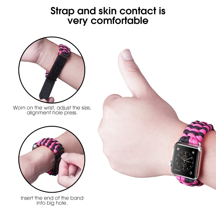 Bracelet de montre en nylon avec crochet et boucle à armure toile Paracord, For Apple Watch Series 8&7 41mm / SE 2&6&SE&5&4 40mm, For Apple Watch Ultra 49mm / Series 8&7 45mm / SE 2&6&SE&5&4 44mm