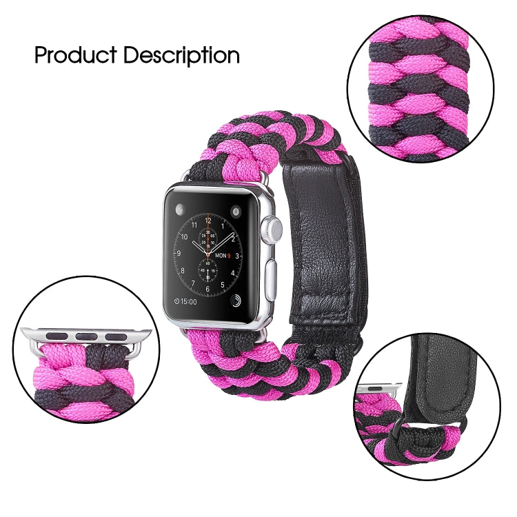 Bracelet de montre en nylon avec crochet et boucle à armure toile Paracord, For Apple Watch Series 8&7 41mm / SE 2&6&SE&5&4 40mm, For Apple Watch Ultra 49mm / Series 8&7 45mm / SE 2&6&SE&5&4 44mm