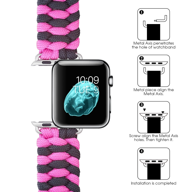 Bracelet de montre en nylon avec crochet et boucle à armure toile Paracord, For Apple Watch Series 8&7 41mm / SE 2&6&SE&5&4 40mm, For Apple Watch Ultra 49mm / Series 8&7 45mm / SE 2&6&SE&5&4 44mm