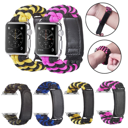 Bracelet de montre en nylon avec crochet et boucle à armure toile Paracord, For Apple Watch Series 8&7 41mm / SE 2&6&SE&5&4 40mm, For Apple Watch Ultra 49mm / Series 8&7 45mm / SE 2&6&SE&5&4 44mm