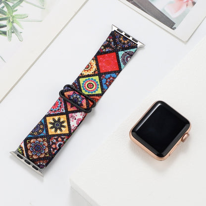 Bracelet de montre élastique à boucle de style ethnique, For Apple Watch Series 7 41mm / 6 & SE & 5 & 4 40mm, For Apple Watch Ultra 49mm / Series 8&7 45mm / SE 2&6&SE&5&4 44mm