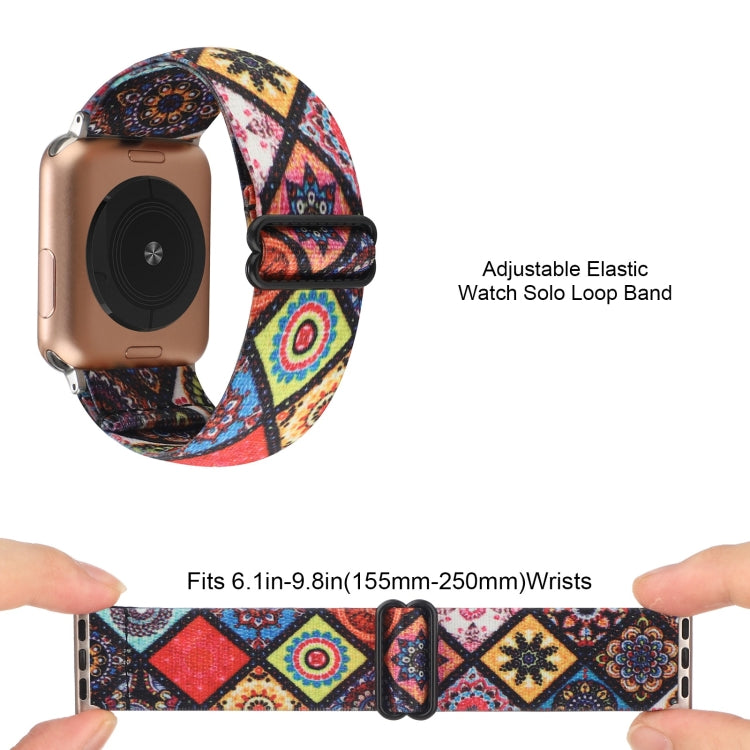 Bracelet de montre élastique à boucle de style ethnique, For Apple Watch Series 7 41mm / 6 & SE & 5 & 4 40mm, For Apple Watch Ultra 49mm / Series 8&7 45mm / SE 2&6&SE&5&4 44mm
