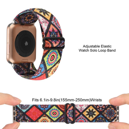 Bracelet de montre élastique à boucle de style ethnique, For Apple Watch Series 7 41mm / 6 & SE & 5 & 4 40mm, For Apple Watch Ultra 49mm / Series 8&7 45mm / SE 2&6&SE&5&4 44mm