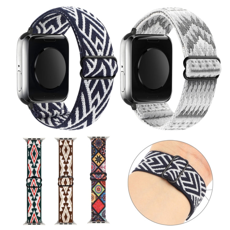 Bracelet de montre élastique à boucle de style ethnique, For Apple Watch Series 7 41mm / 6 & SE & 5 & 4 40mm, For Apple Watch Ultra 49mm / Series 8&7 45mm / SE 2&6&SE&5&4 44mm