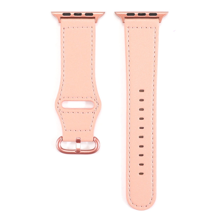 Bracelet de montre en cuir véritable de couleur unie, For Apple Watch Series 7 41mm / 6 & SE & 5 & 4 40mm / 3 & 2 & 1 38mm, For Apple Watch Series 7 45mm / 6 & SE & 5 & 4 44mm / 3 & 2 & 1 42mm