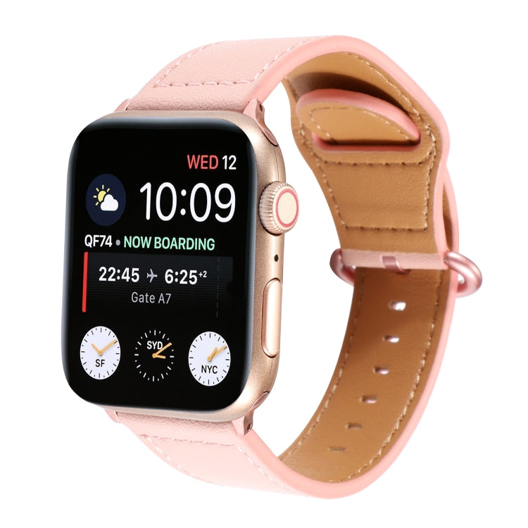 Bracelet de montre en cuir véritable de couleur unie, For Apple Watch Series 7 41mm / 6 & SE & 5 & 4 40mm / 3 & 2 & 1 38mm, For Apple Watch Series 7 45mm / 6 & SE & 5 & 4 44mm / 3 & 2 & 1 42mm