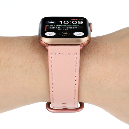 Bracelet de montre en cuir véritable de couleur unie, For Apple Watch Series 7 41mm / 6 & SE & 5 & 4 40mm / 3 & 2 & 1 38mm, For Apple Watch Series 7 45mm / 6 & SE & 5 & 4 44mm / 3 & 2 & 1 42mm