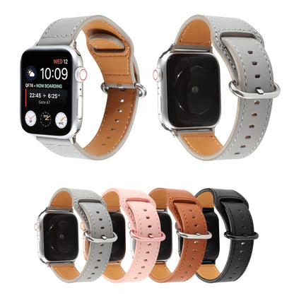 Bracelet de montre en cuir véritable de couleur unie, For Apple Watch Series 7 41mm / 6 & SE & 5 & 4 40mm / 3 & 2 & 1 38mm, For Apple Watch Series 7 45mm / 6 & SE & 5 & 4 44mm / 3 & 2 & 1 42mm