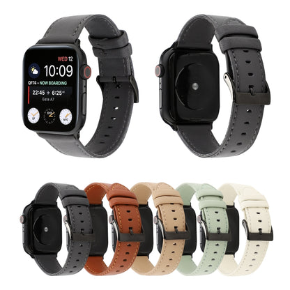 Bracelet de montre en cuir texturé de vachette, For Apple Watch Series 8&7 41mm / SE 2&6&SE&5&4 40mm / 3&2&1 38mm, For Apple Watch Series 7 45mm / 6 & SE & 5 & 4 44mm / 3 & 2 & 1 42mm, For Apple Watch Series 7 41mm / 6 & SE & 5 & 4 40mm / 3 & 2 & 1 38m...