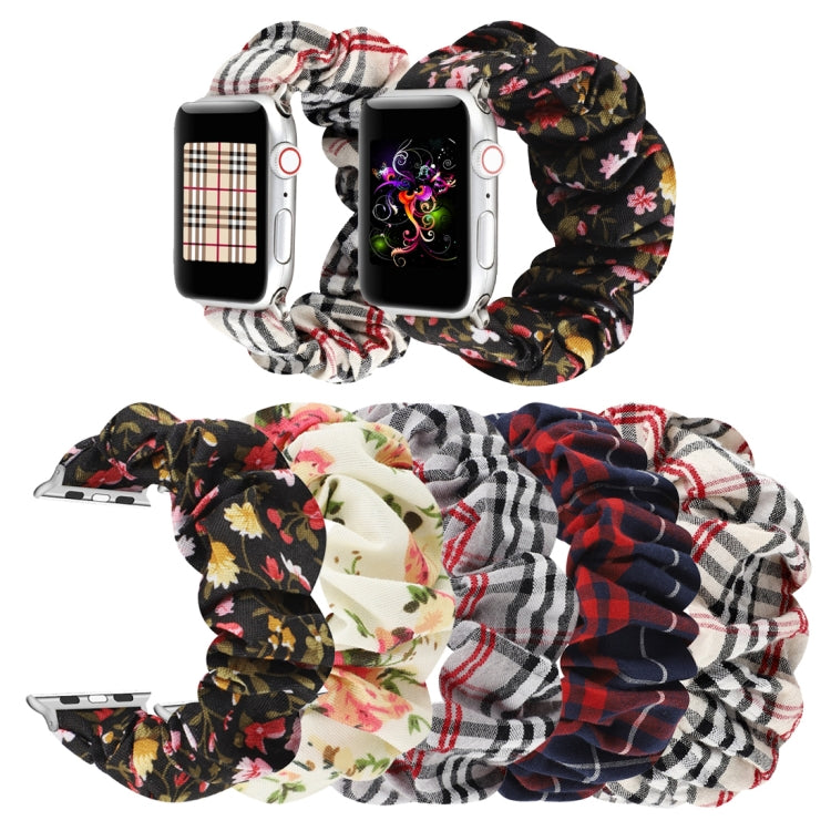Bracelet de montre en tissu à motif de fleurs à carreaux, For Apple Watch Ultra 49mm / Series 8&7 45mm / SE 2&6&SE&5&4 44mm / 3&2&1 42mm, For Apple Watch Series 8&7 41mm / SE 2&6&SE&5&4 40mm / 3&2&1 38mm                                                 ...