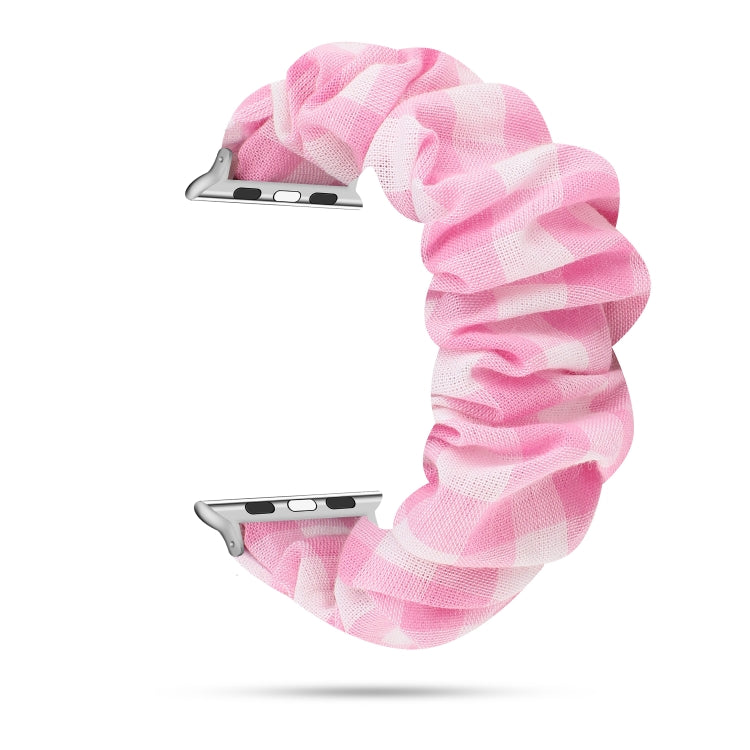 Tissu à carreaux + bracelet de montre en acier inoxydable, For Apple Watch Series 7 41mm / 6 & SE & 5 & 4 40mm / 3 & 2 & 1 38mm, For Apple Watch Series 7 45mm / 6 & SE & 5 & 4 44mm / 3 & 2 & 1 42mm