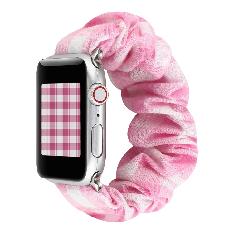 Tissu à carreaux + bracelet de montre en acier inoxydable, For Apple Watch Series 7 41mm / 6 & SE & 5 & 4 40mm / 3 & 2 & 1 38mm, For Apple Watch Series 7 45mm / 6 & SE & 5 & 4 44mm / 3 & 2 & 1 42mm