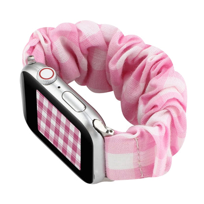 Tissu à carreaux + bracelet de montre en acier inoxydable, For Apple Watch Series 7 41mm / 6 & SE & 5 & 4 40mm / 3 & 2 & 1 38mm, For Apple Watch Series 7 45mm / 6 & SE & 5 & 4 44mm / 3 & 2 & 1 42mm