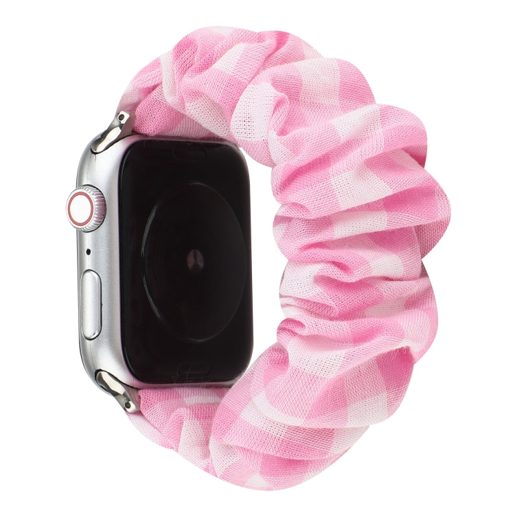 Tissu à carreaux + bracelet de montre en acier inoxydable, For Apple Watch Series 7 41mm / 6 & SE & 5 & 4 40mm / 3 & 2 & 1 38mm, For Apple Watch Series 7 45mm / 6 & SE & 5 & 4 44mm / 3 & 2 & 1 42mm