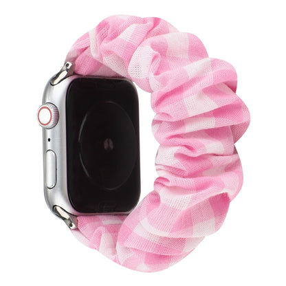 Tissu à carreaux + bracelet de montre en acier inoxydable, For Apple Watch Series 7 41mm / 6 & SE & 5 & 4 40mm / 3 & 2 & 1 38mm, For Apple Watch Series 7 45mm / 6 & SE & 5 & 4 44mm / 3 & 2 & 1 42mm