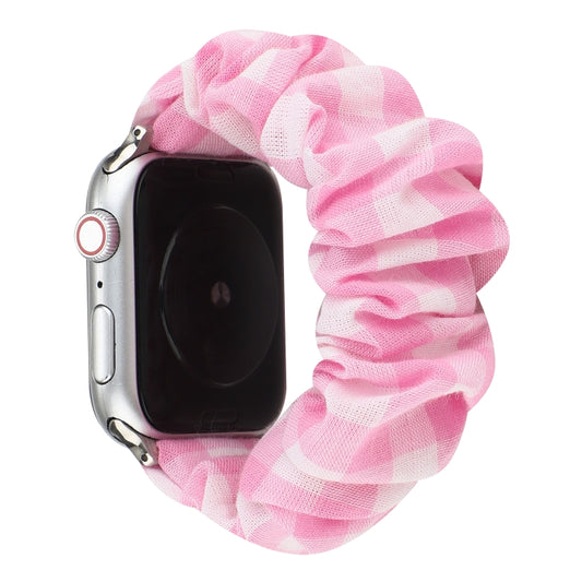 Tissu à carreaux + bracelet de montre en acier inoxydable, For Apple Watch Series 7 41mm / 6 & SE & 5 & 4 40mm / 3 & 2 & 1 38mm, For Apple Watch Series 7 45mm / 6 & SE & 5 & 4 44mm / 3 & 2 & 1 42mm