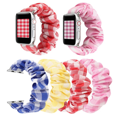 Tissu à carreaux + bracelet de montre en acier inoxydable, For Apple Watch Series 7 41mm / 6 & SE & 5 & 4 40mm / 3 & 2 & 1 38mm, For Apple Watch Series 7 45mm / 6 & SE & 5 & 4 44mm / 3 & 2 & 1 42mm