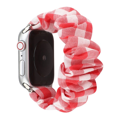 Tissu à carreaux + bracelet de montre en acier inoxydable, For Apple Watch Series 7 41mm / 6 & SE & 5 & 4 40mm / 3 & 2 & 1 38mm, For Apple Watch Series 7 45mm / 6 & SE & 5 & 4 44mm / 3 & 2 & 1 42mm