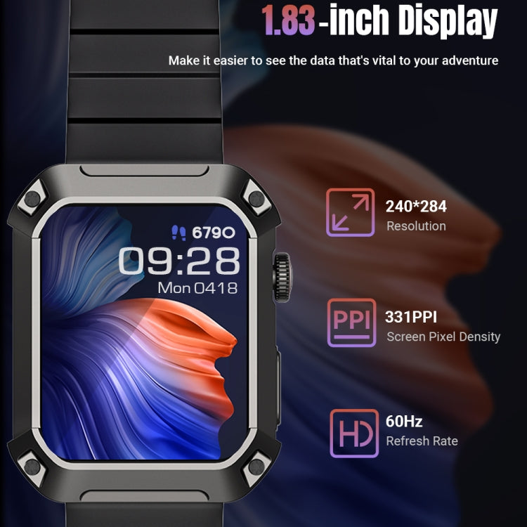 Rogbid Tank S2 Montre intelligente à écran IPS de 1,83 pouces, prend en charge les appels Bluetooth / la pression artérielle / la surveillance du sommeil, S2 (Black)