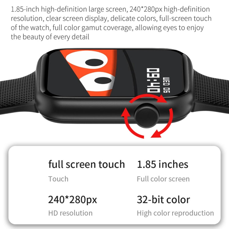 HT15 1,85 pouces bande de silicone IP67 montre intelligente étanche, prise en charge des appels Bluetooth / surveillance du sommeil