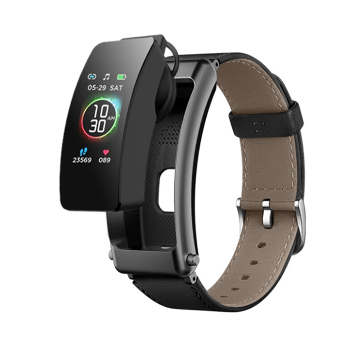 K30 0,96 pouces bande de cuir écouteur détachable vie étanche montre intelligente prise en charge Bluetooth appel, Leather Band (Brown), Leather Band (Black), Leather Band (Brown Silver)