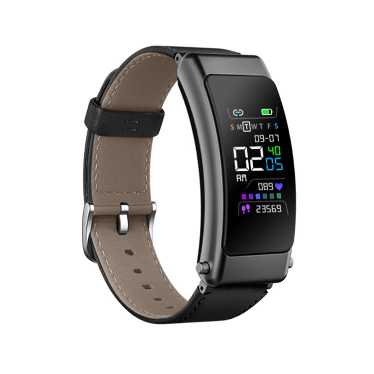 K30 0,96 pouces bande de cuir écouteur détachable vie étanche montre intelligente prise en charge Bluetooth appel, Leather Band (Brown), Leather Band (Black), Leather Band (Brown Silver)