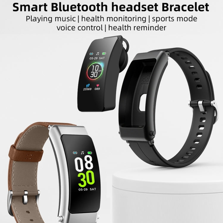 K30 0,96 pouces bande de cuir écouteur détachable vie étanche montre intelligente prise en charge Bluetooth appel, Leather Band (Brown), Leather Band (Black), Leather Band (Brown Silver)