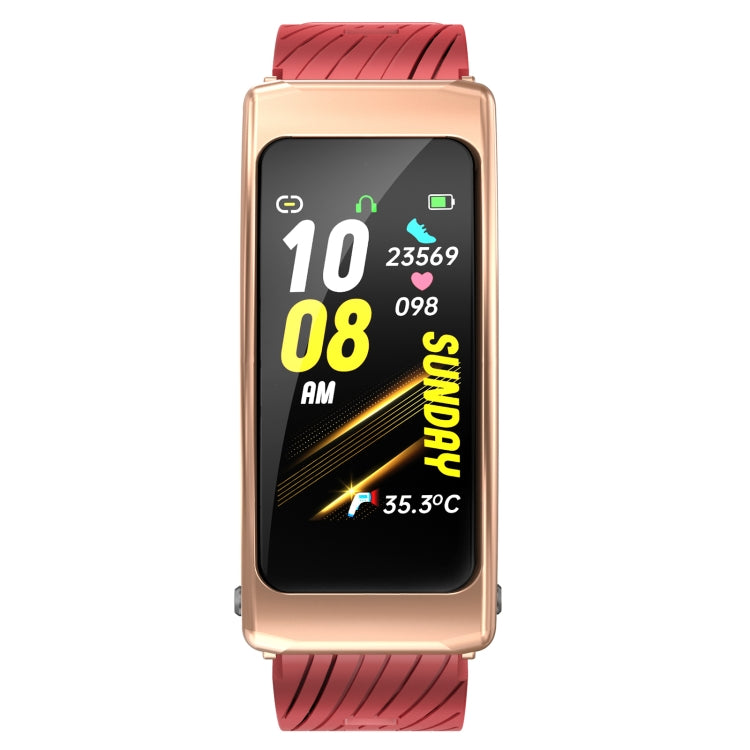 K20 1,14 pouces bande de silicone écouteur détachable vie étanche montre intelligente prise en charge Bluetooth appel, Silicone Band (Black Rose Gold)
