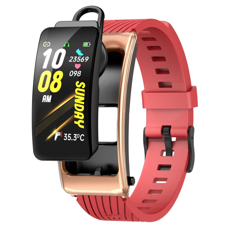 K20 1,14 pouces bande de silicone écouteur détachable vie étanche montre intelligente prise en charge Bluetooth appel, Silicone Band (Black Rose Gold)