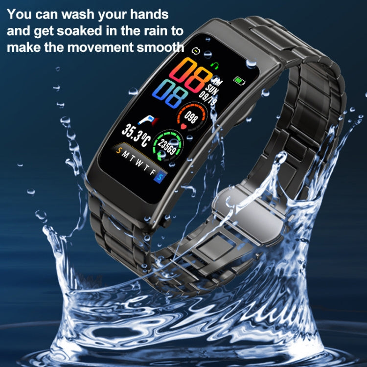 K20 1,14 pouces bande de silicone écouteur détachable vie étanche montre intelligente prise en charge Bluetooth appel, Silicone Band (Black Rose Gold)