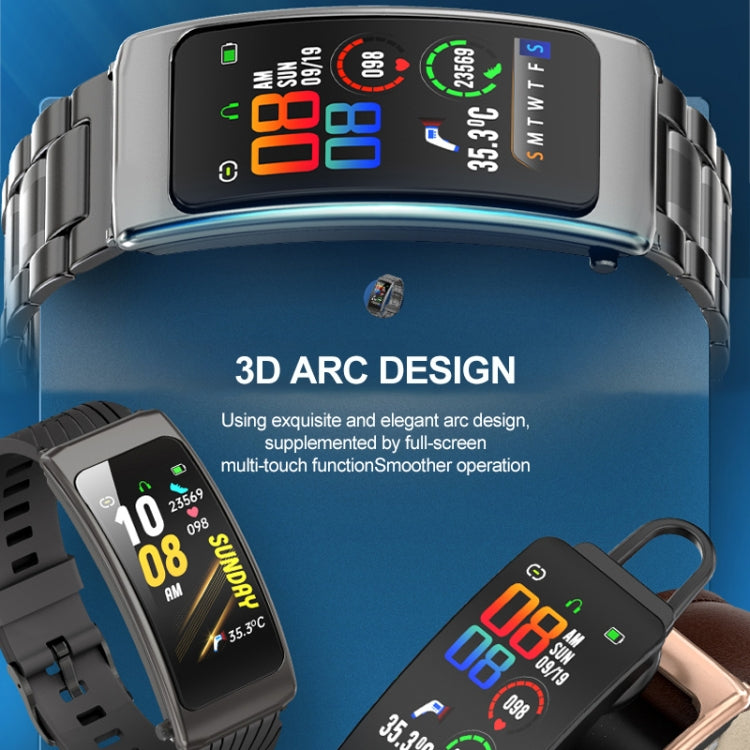 K20 1,14 pouces bande de silicone écouteur détachable vie étanche montre intelligente prise en charge Bluetooth appel, Silicone Band (Black Rose Gold)