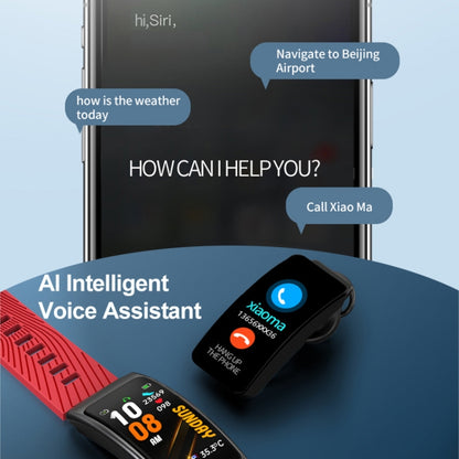 K20 1,14 pouces bande de silicone écouteur détachable vie étanche montre intelligente prise en charge Bluetooth appel, Silicone Band (Black Rose Gold)