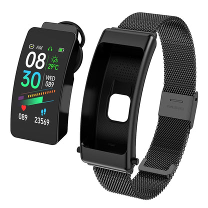 K50 1,08 pouces bande d'acier écouteur détachable IP67 étanche montre intelligente prise en charge Bluetooth appel, Steel Band (Black), Steel Band (Gold), Steel Band