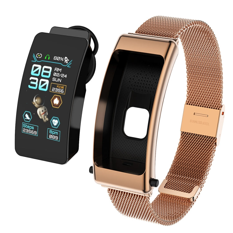 K50 1,08 pouces bande d'acier écouteur détachable IP67 étanche montre intelligente prise en charge Bluetooth appel, Steel Band (Black), Steel Band (Gold), Steel Band
