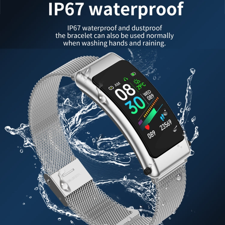 K50 1,08 pouces bande d'acier écouteur détachable IP67 étanche montre intelligente prise en charge Bluetooth appel, Steel Band (Black), Steel Band (Gold), Steel Band