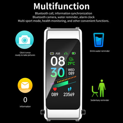 K50 1,08 pouces bande d'acier écouteur détachable IP67 étanche montre intelligente prise en charge Bluetooth appel, Steel Band (Black), Steel Band (Gold), Steel Band