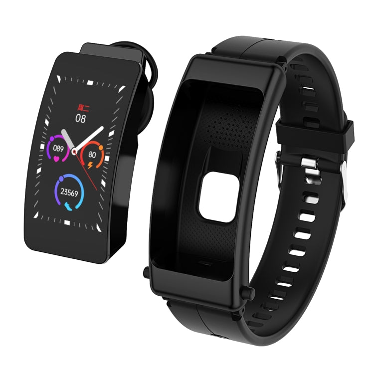 K50 1,08 pouces bande de silicone écouteur détachable IP67 étanche montre intelligente prise en charge Bluetooth appel, Silicone Band (Black), Silicone Band (Black Silver)