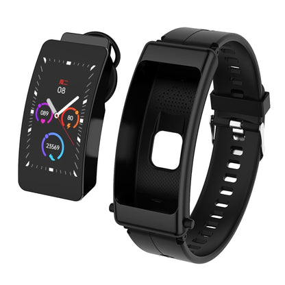 K50 1,08 pouces bande de silicone écouteur détachable IP67 étanche montre intelligente prise en charge Bluetooth appel, Silicone Band (Black), Silicone Band (Black Silver)