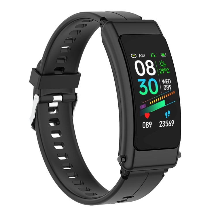 K50 1,08 pouces bande de silicone écouteur détachable IP67 étanche montre intelligente prise en charge Bluetooth appel, Silicone Band (Black), Silicone Band (Black Silver)