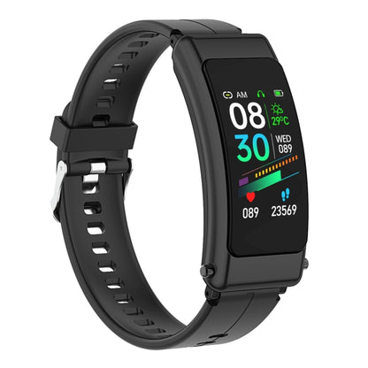 K50 1,08 pouces bande de silicone écouteur détachable IP67 étanche montre intelligente prise en charge Bluetooth appel, Silicone Band (Black), Silicone Band (Black Silver)