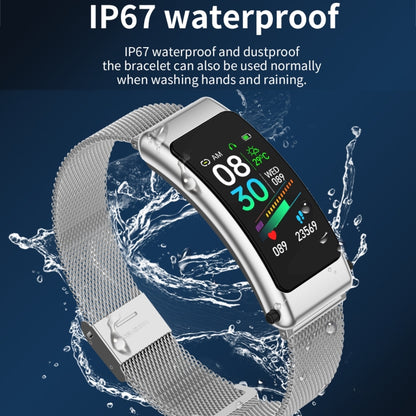 K50 1,08 pouces bande de silicone écouteur détachable IP67 étanche montre intelligente prise en charge Bluetooth appel, Silicone Band (Black), Silicone Band (Black Silver)